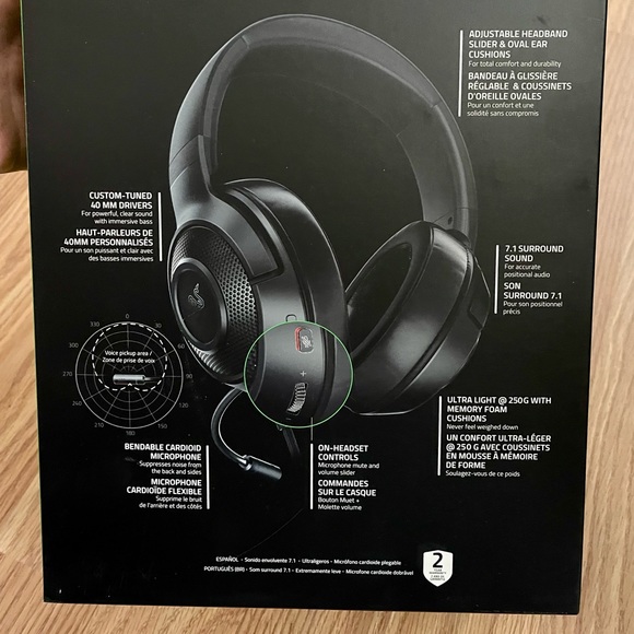 New Razer Kraken X Multi-Platform Wired Gaming Headset, PC/Mac/Playstation/XBox - Picture 2 of 5